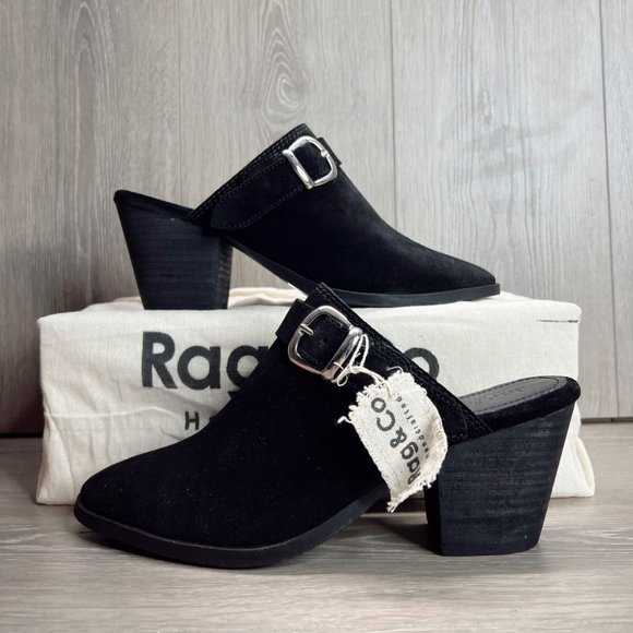 Rag & Co Grey Black Darcie Buckle Mules NWT Various Sizes - Picture 5 of 16